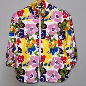 Trisha Tyler Floral Multicolor Women's Jacket Art to Wear Shirt Pockets M